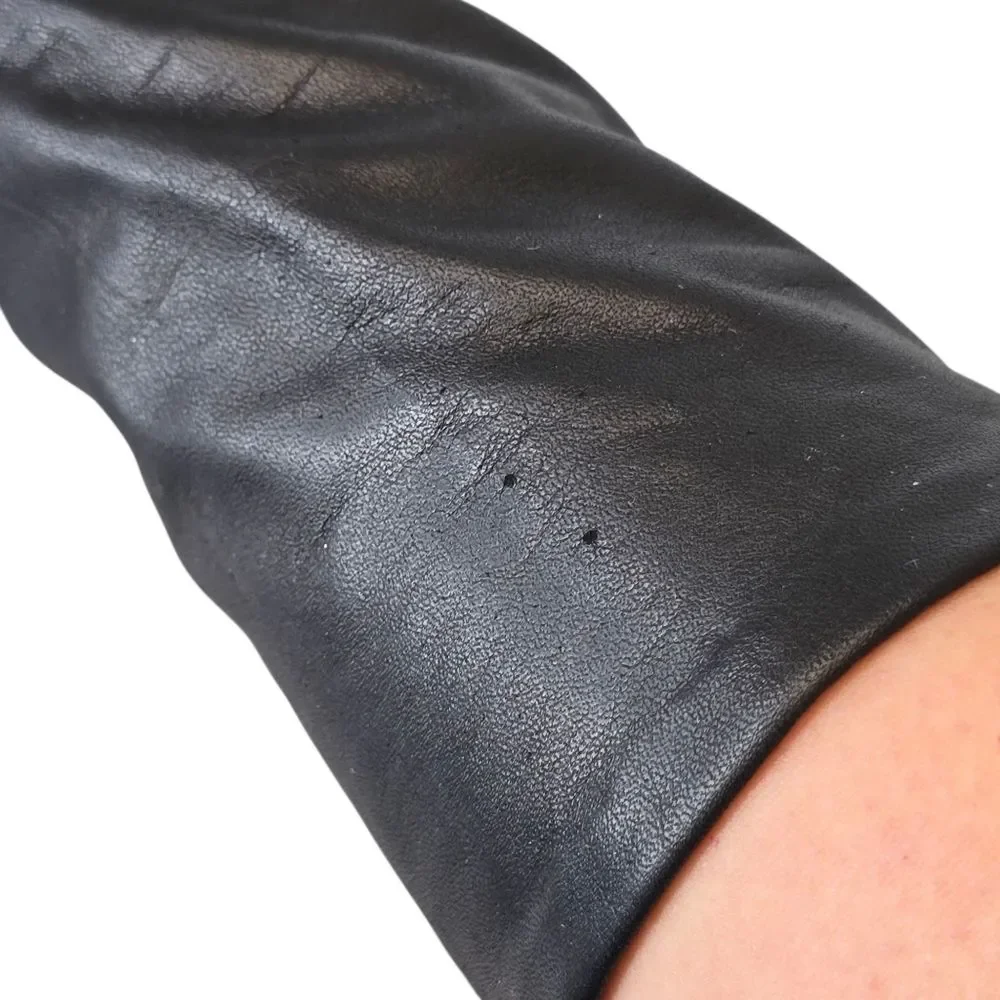 NWT Vintage Fownes Women's Size 7 Buckle Strap Long Black Genuine Leather Gloves